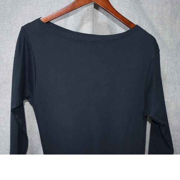 Elm Design Black Asymmetrical Long Sleeve Pima Cotton Dress Size 4 - Picture 2 of 4